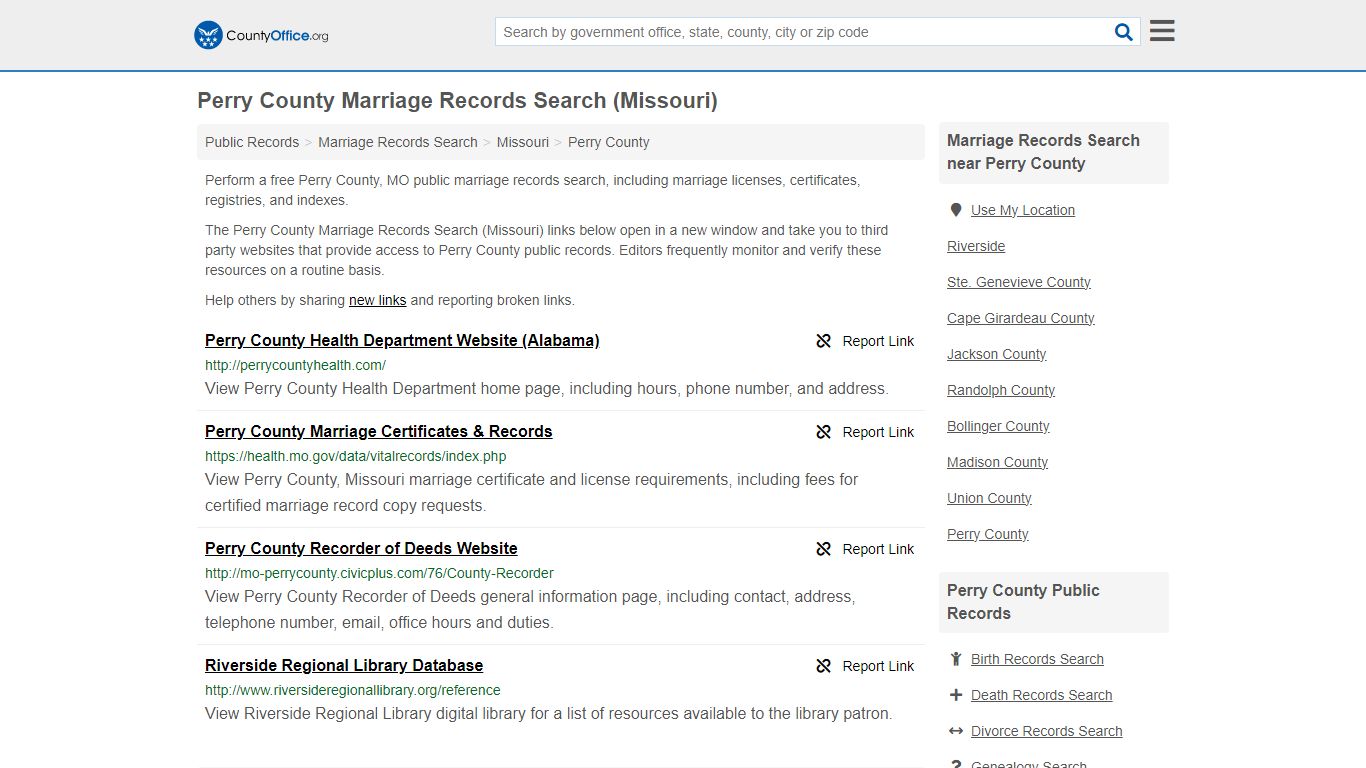 Perry County Marriage Records Search (Missouri) - County Office