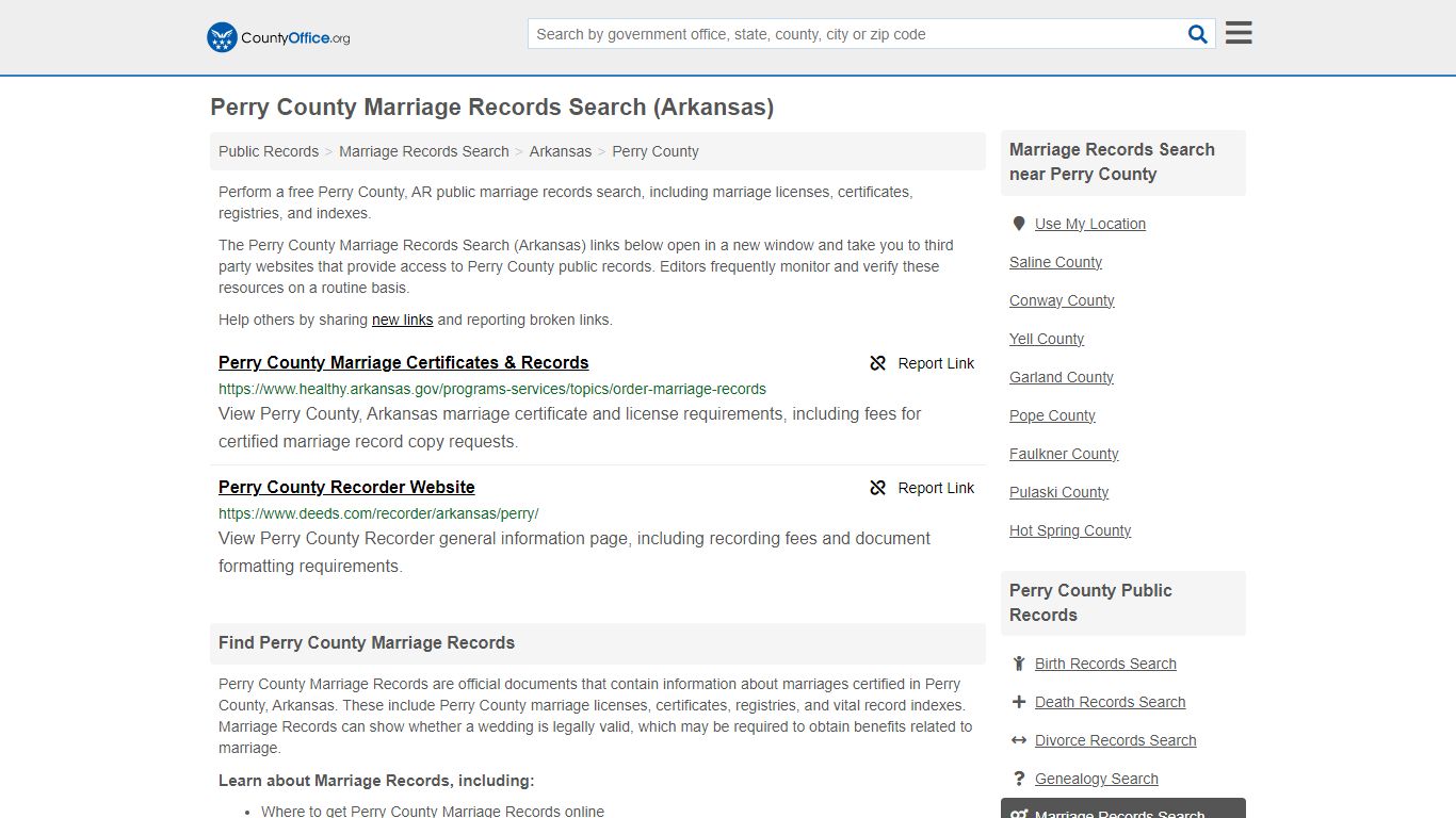 Perry County Marriage Records Search (Arkansas) - County Office