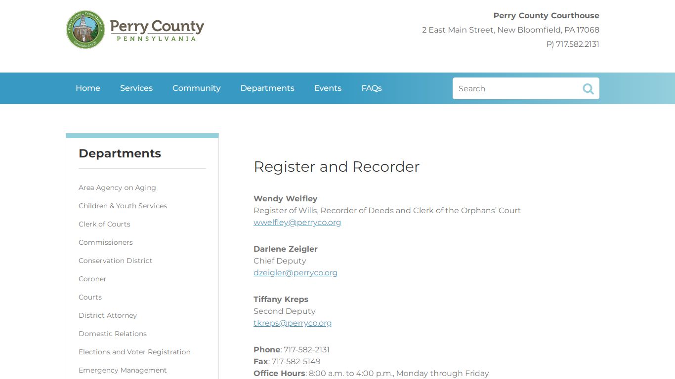 Register and Recorder - Perry County, PA